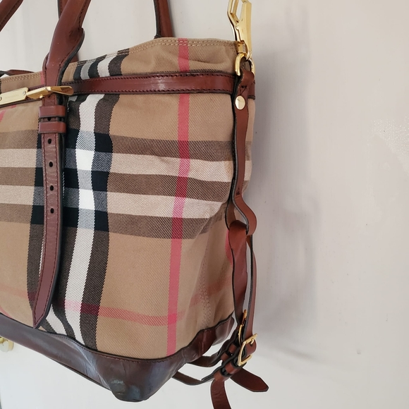 Burberry House Check Marta Dark Tan Diaper Baby Bag Travel & Work Bag - Picture 11 of 15